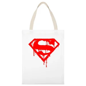 bloody supermen super hero logo White Canvas Tote Shopping Bag