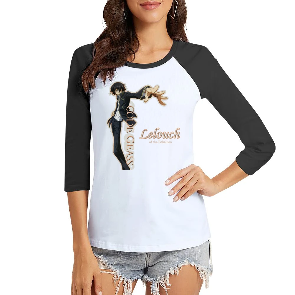 code geass lelouch of the rebelion Lamperouge Women Ladies 3-4 Sleeve T-Shirt