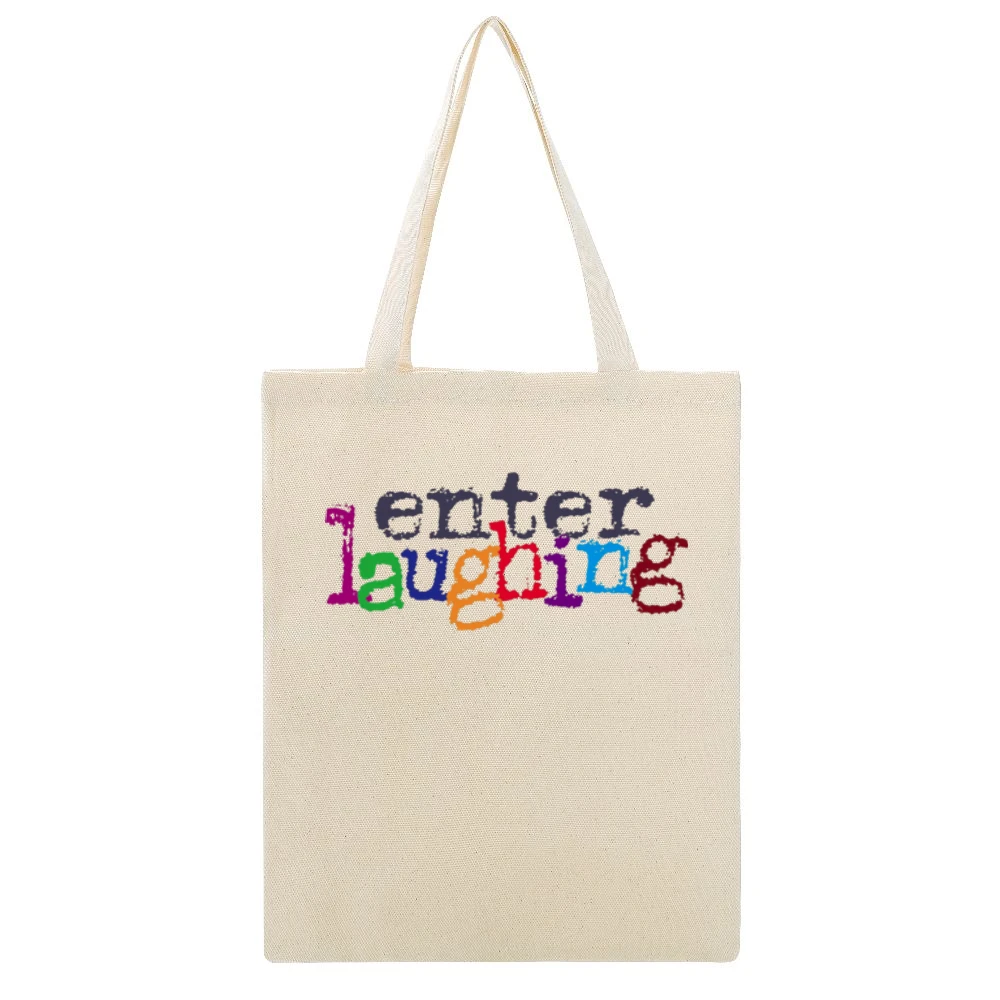 enter laughing Beige Canvas Tote Shopping Bag