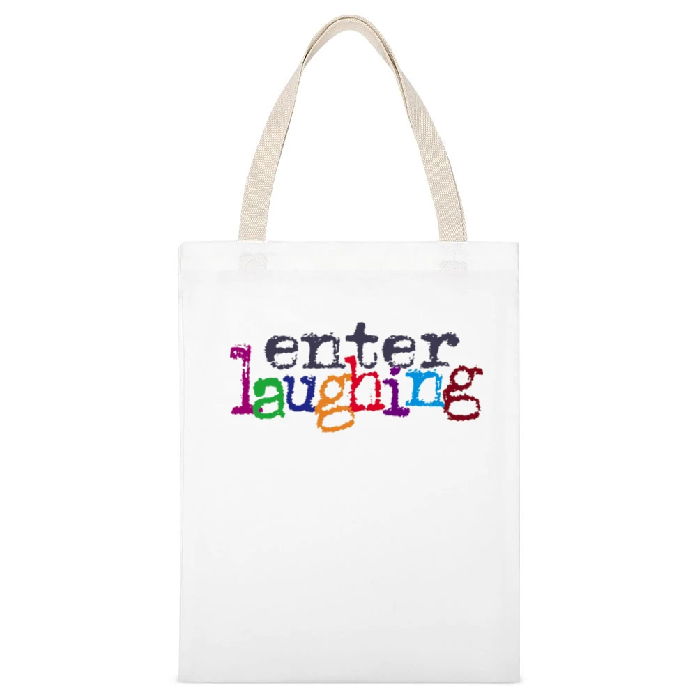 enter laughing White Canvas Tote Shopping Bag