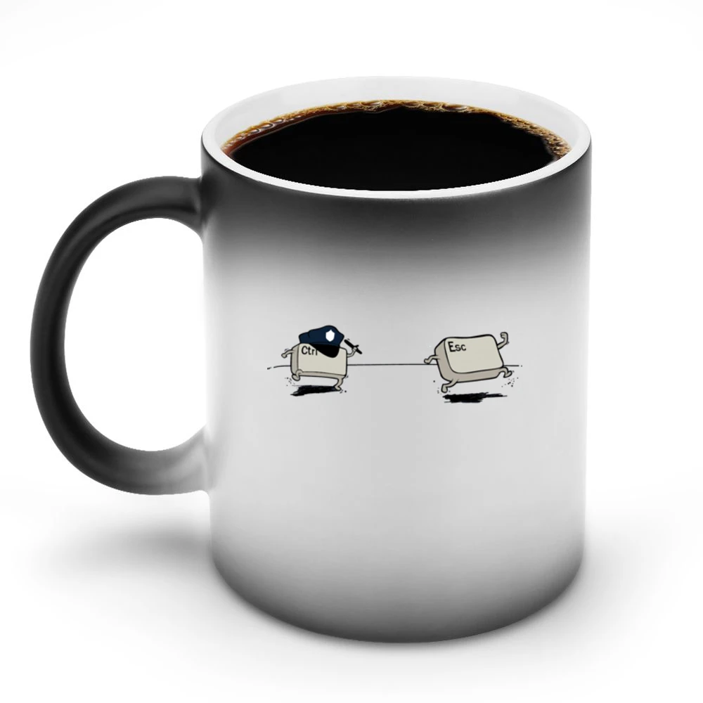 escaping - esc keyboard key button running with ctrl chasing sport gre Discoloration Mug