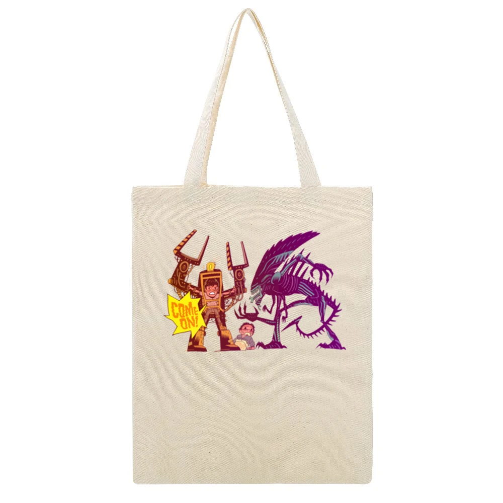 fiction movie alien Beige Canvas Tote Shopping Bag