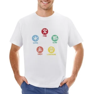 five basic element ninja shinobi world Fire-Wind-Lightning-Earth-water Asian Size Men T-Shirt