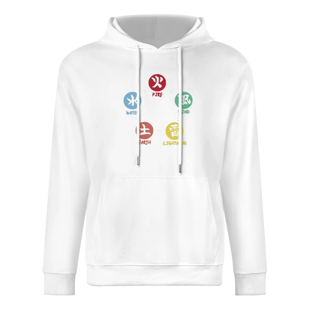 five basic element ninja shinobi world Fire-Wind-Lightning-Earth-water European Size Men Hoodie