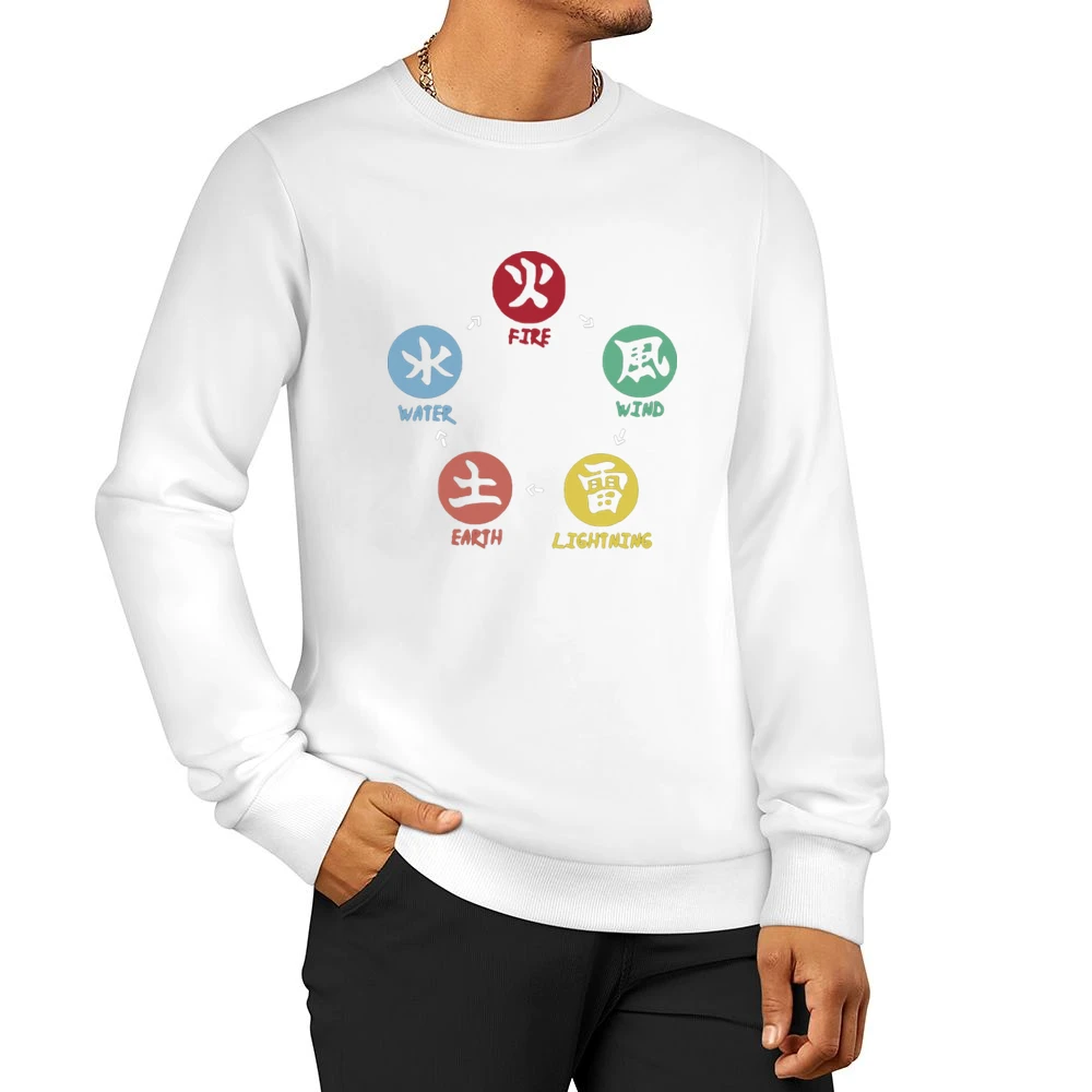 five basic element ninja shinobi world Fire-Wind-Lightning-Earth-water Men Pullover Sweatshirt