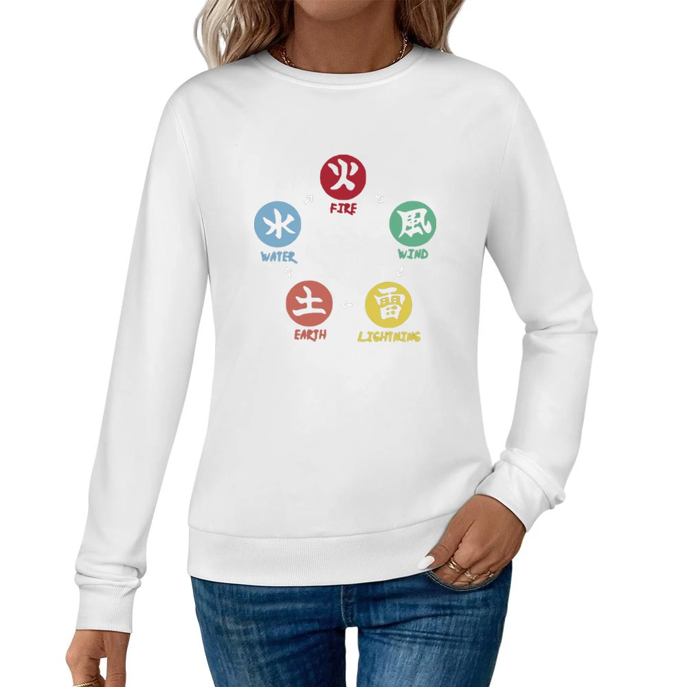 five basic element ninja shinobi world Fire-Wind-Lightning-Earth-water Women Pullover Sweatshirt
