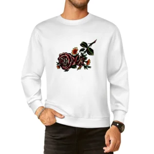 flower red rose blooming European Size Pullover Sweater