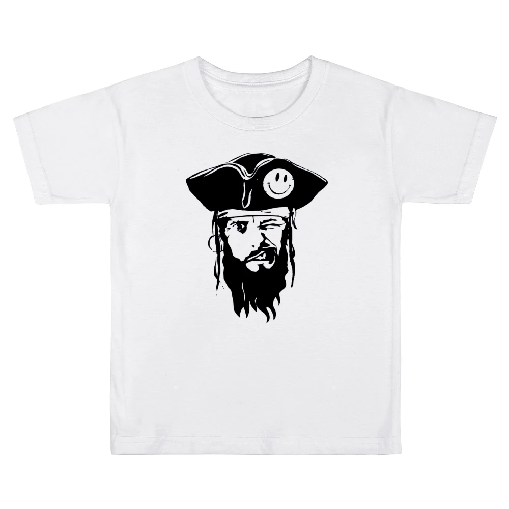 funny captain pirate with smiley hat and blinked eye Kids Boys Girls T-Shirt