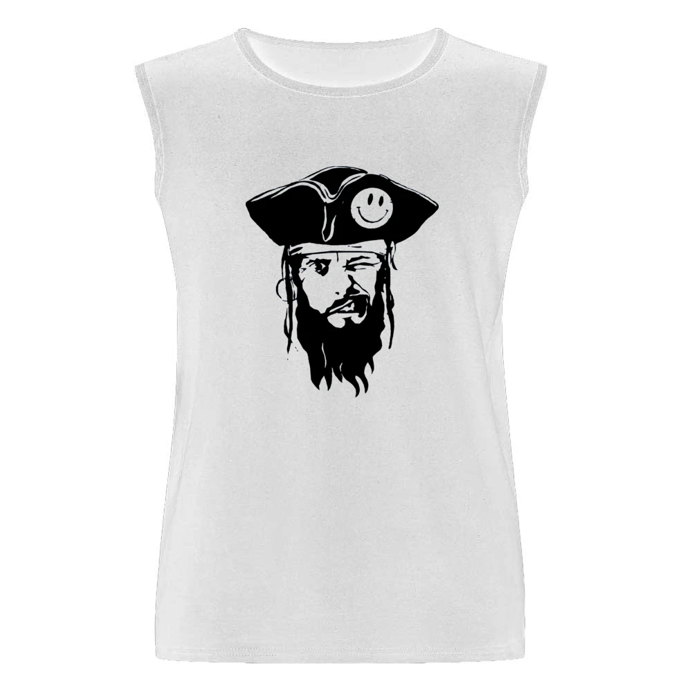 funny captain pirate with smiley hat and blinked eye Men Sleeveless T-Shirt