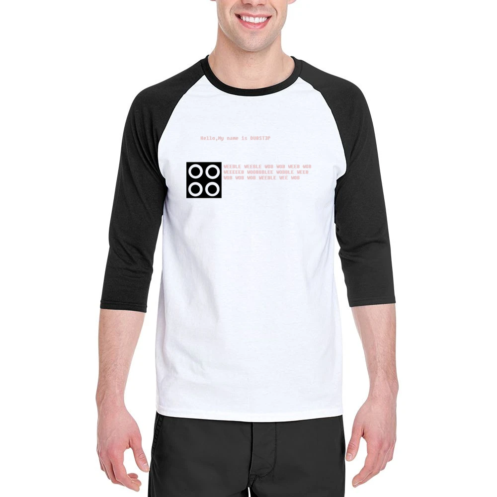 funny dubstep weeble wob weeb woobbblee wobble Men 3/4 Sleeve T-Shirt