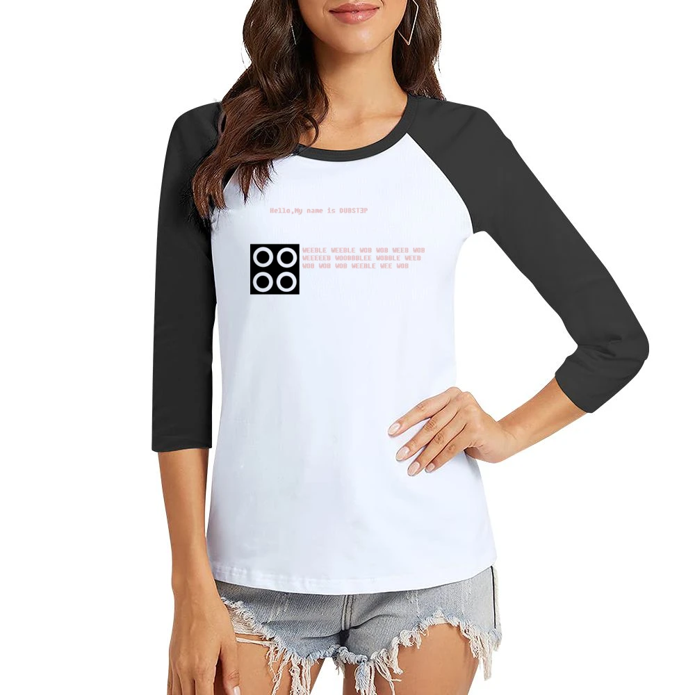 funny dubstep weeble wob weeb woobbblee wobble Women Ladies 3-4 Sleeve T-Shirt