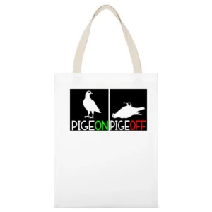 funny pigeon pige off birds White Canvas Tote Shopping Bag