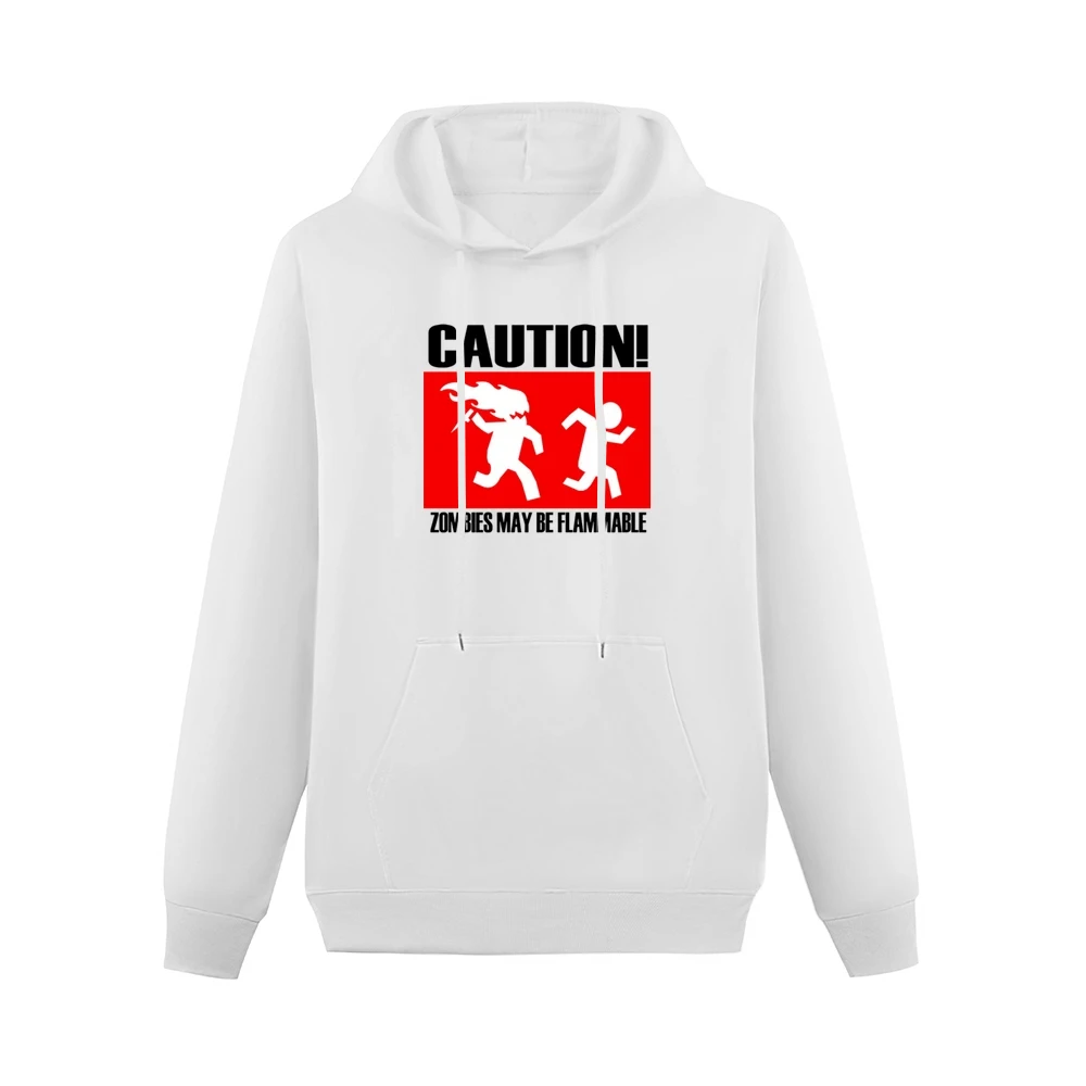 funny sign caution zombies may be flammable Men Hoodie With Pocket