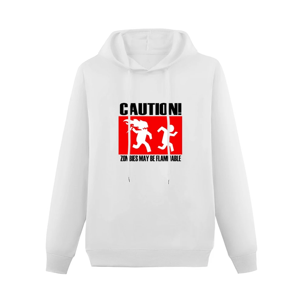 funny sign caution zombies may be flammable Men Hoodie Without Pocket