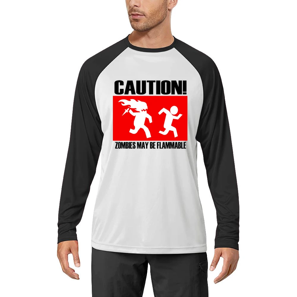 funny sign caution zombies may be flammable Men Long Sleeve T-Shirt