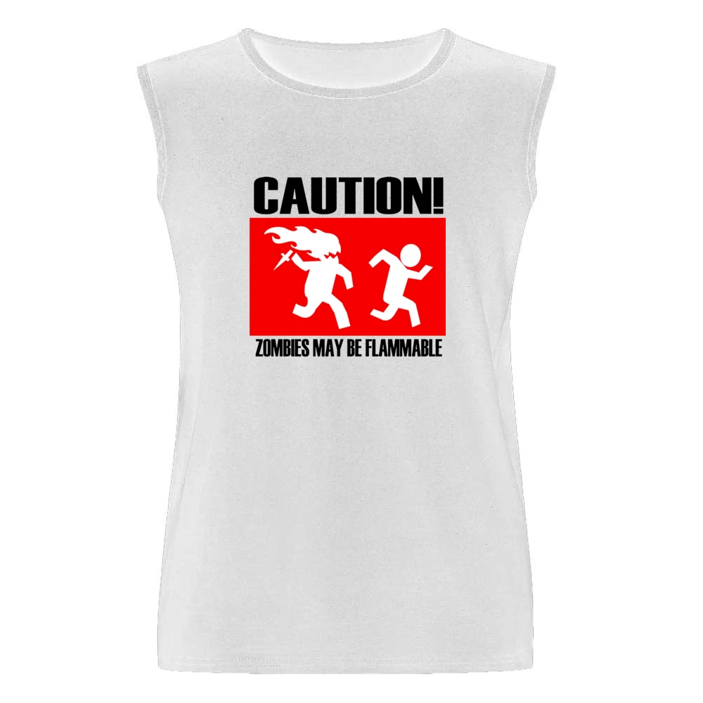 funny sign caution zombies may be flammable Men Sleeveless T-Shirt