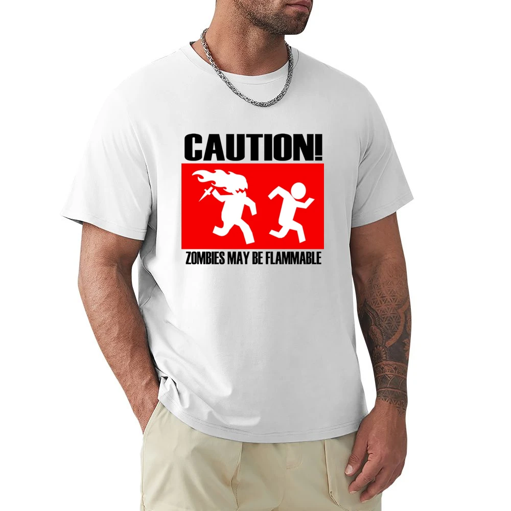 funny sign caution zombies may be flammable Premium Men T-shirt