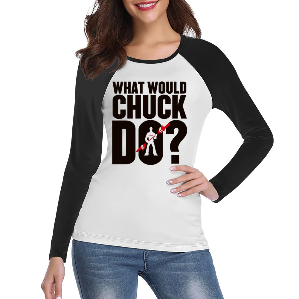funny typography chuck norris saying dead rising Women Ladies Long Sleeve T-Shirt