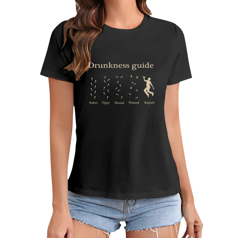 guides alcohol funny drunkness drunk drinking guide Asian Size Women Ladies T-shirt
