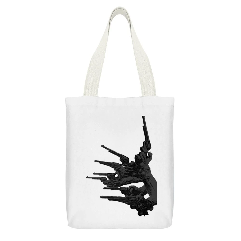 guns of the magnificent seven White Canvas Tote Shopping Bag With Interior Pocket