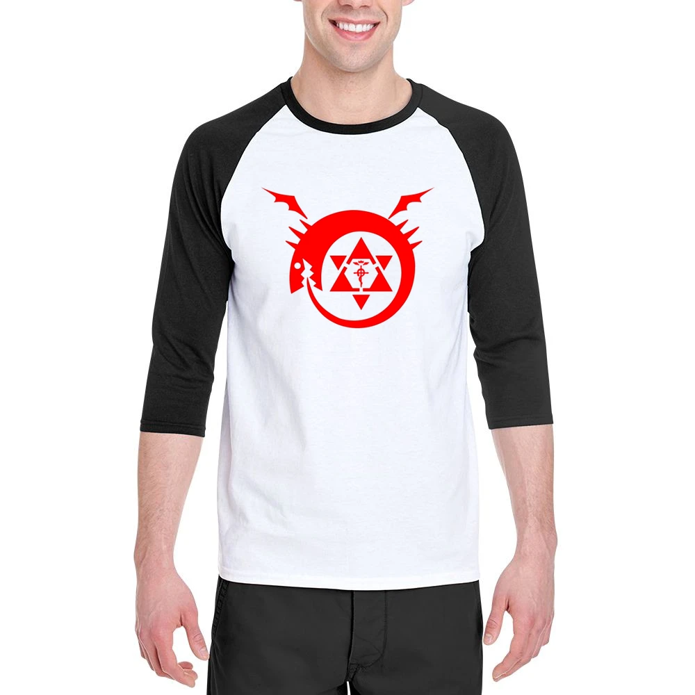 homunculus logo serpent devour it tails fullmetal Alchemist Hiromu Ara Men 3/4 Sleeve T-Shirt
