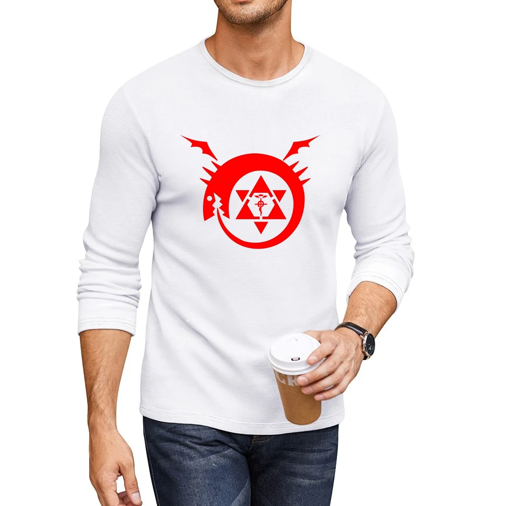 homunculus logo serpent devour it tails fullmetal Alchemist Hiromu Ara Men CrewNeck Long Sleeve T-Shirt