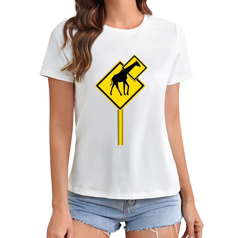 humor signs funny long neck giraffes Asian Size Women Ladies T-shirt