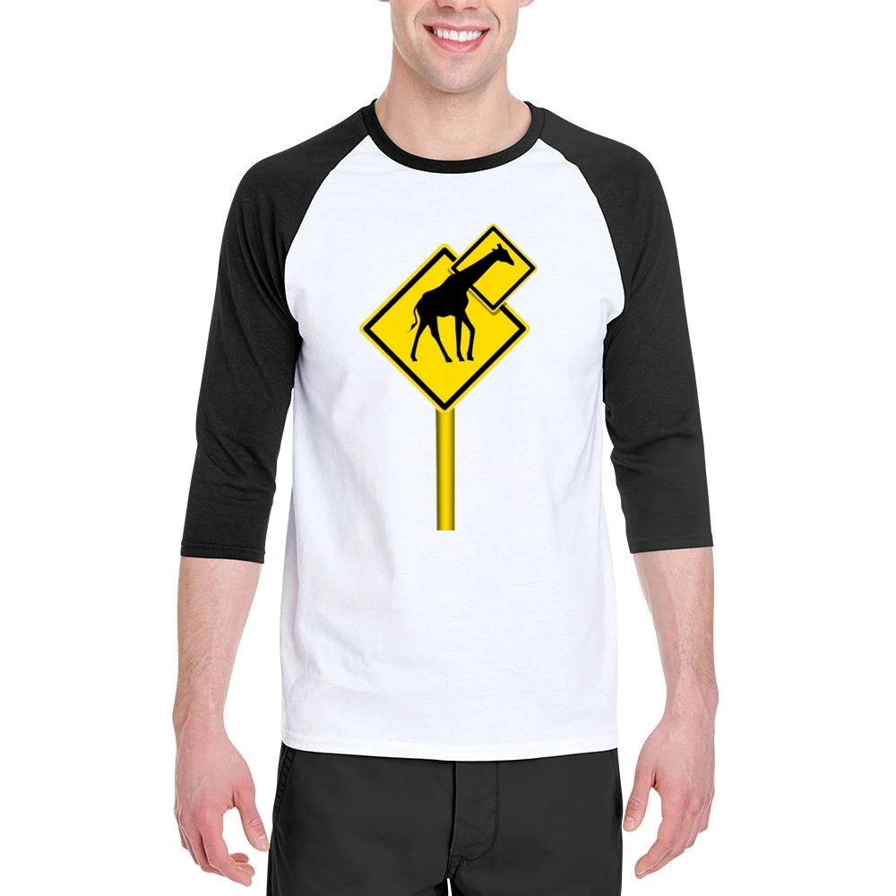humor signs funny long neck giraffes Men 3/4 Sleeve T-Shirt