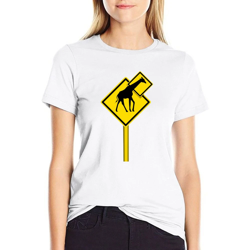 humor signs funny long neck giraffes US Size Women Ladies T-shirt
