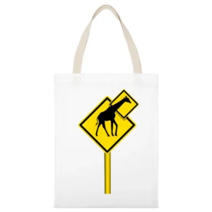 humor signs funny long neck giraffes White Canvas Tote Shopping Bag