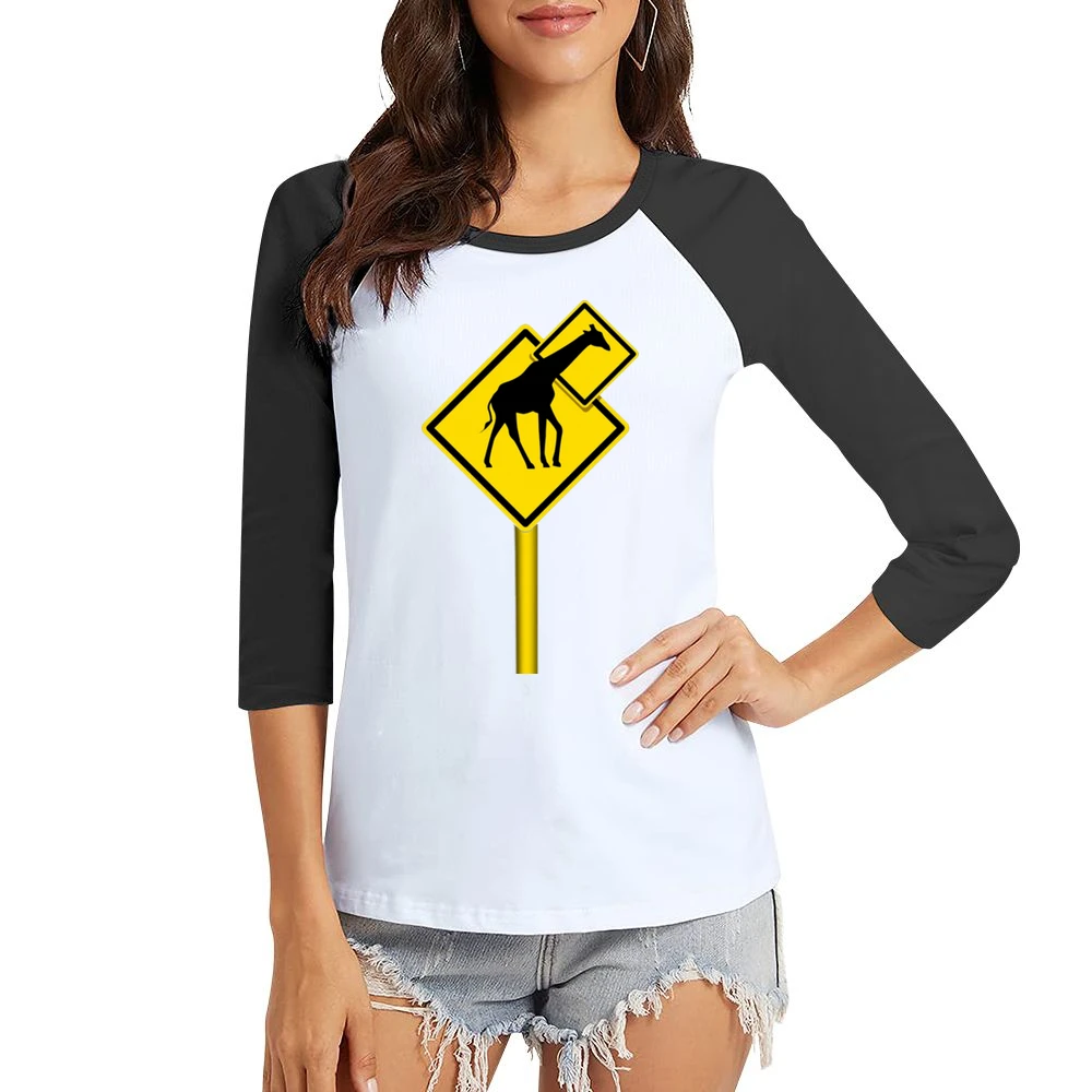 humor signs funny long neck giraffes Women Ladies 3-4 Sleeve T-Shirt