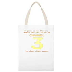 i grew up in the era where you had to go to channel 3 to play video ga White Canvas Tote Shopping Bag