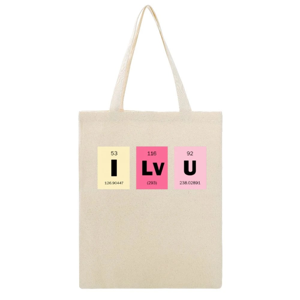 i love you chemical elements formula i lv u periodic table Beige Canvas Tote Shopping Bag