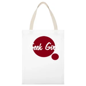 i'm Geek Girls White Canvas Tote Shopping Bag