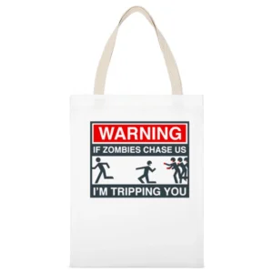 i'm tripping you White Canvas Tote Shopping Bag
