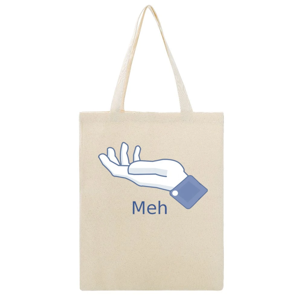 meh Beige Canvas Tote Shopping Bag
