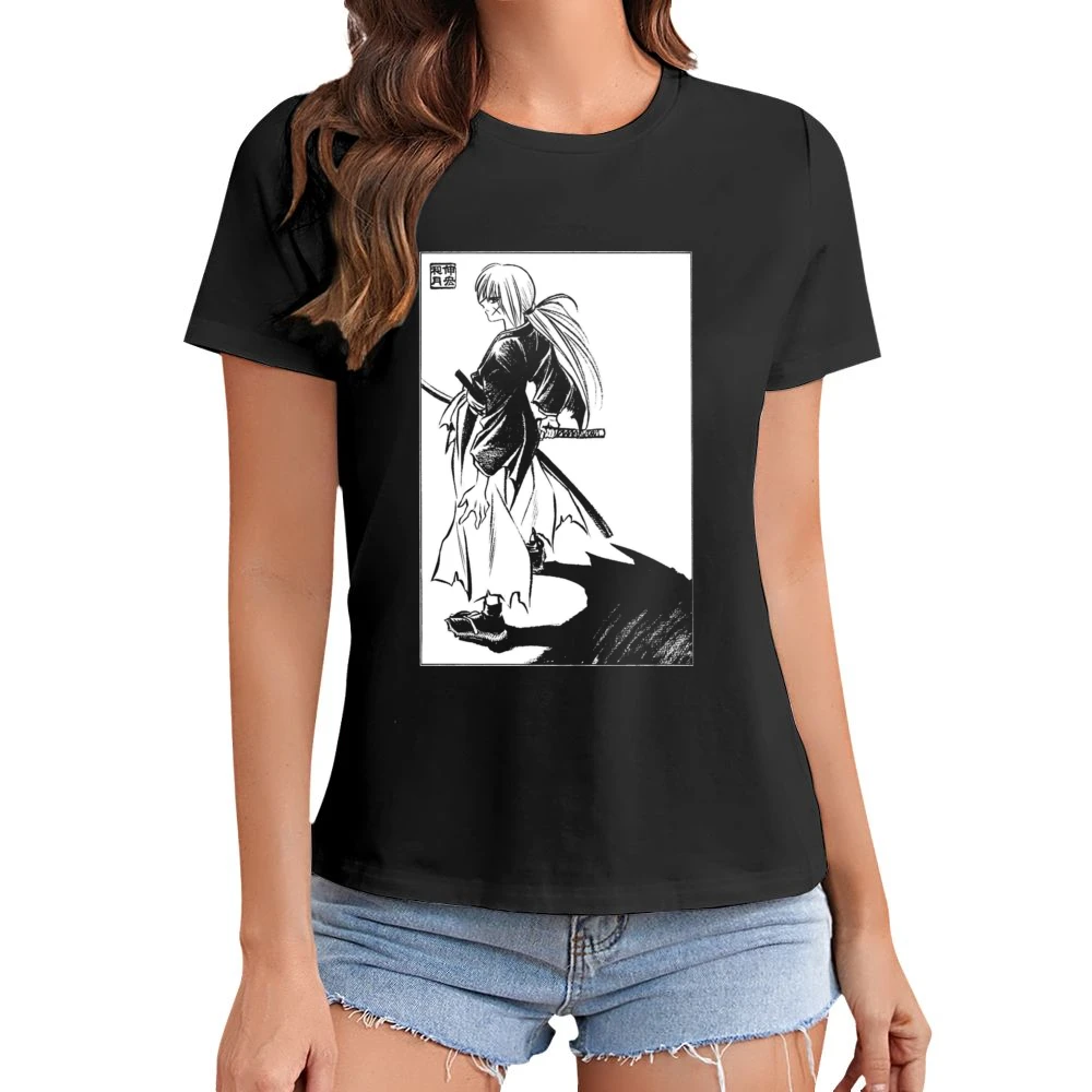 meiji era battosai himura ruroini kenshin samurai x with sakabato T Sh Asian Size Women Ladies T-shirt