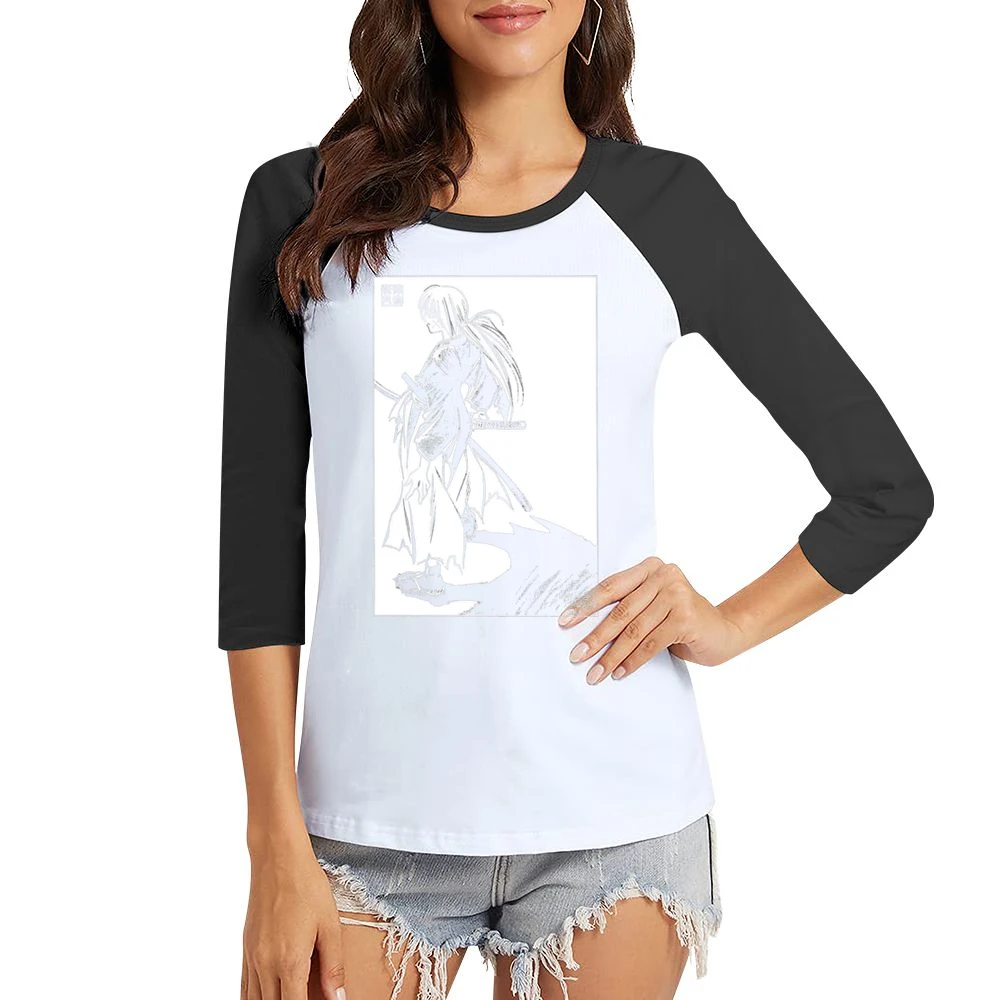 meiji era battosai himura ruroini kenshin samurai x with sakabato T Sh Women Ladies 3-4 Sleeve T-Shirt