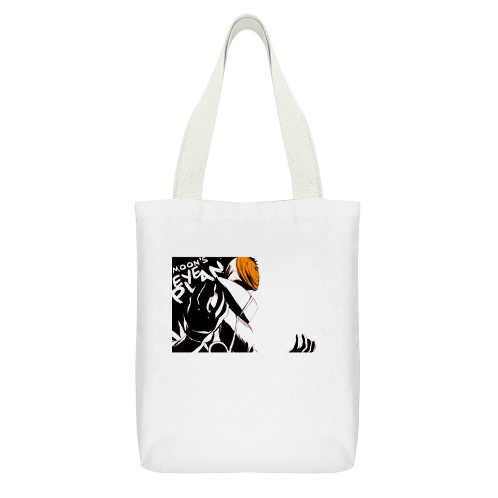 naruto shippuden akatsuki tobi uchiha madara - moon eye plan White Canvas Tote Shopping Bag With Interior Pocket