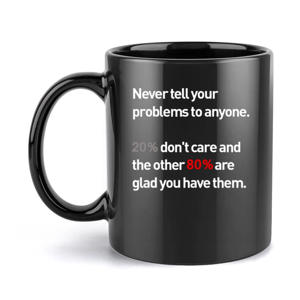 never tell your problems Black Mug