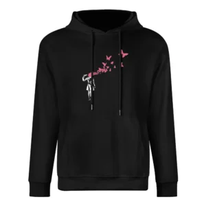 persona shooting own head and red blood butterfly fun art European Size Men Hoodie