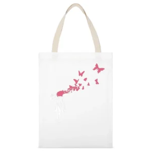 persona shooting own head and red blood butterfly fun art White Canvas Tote Shopping Bag