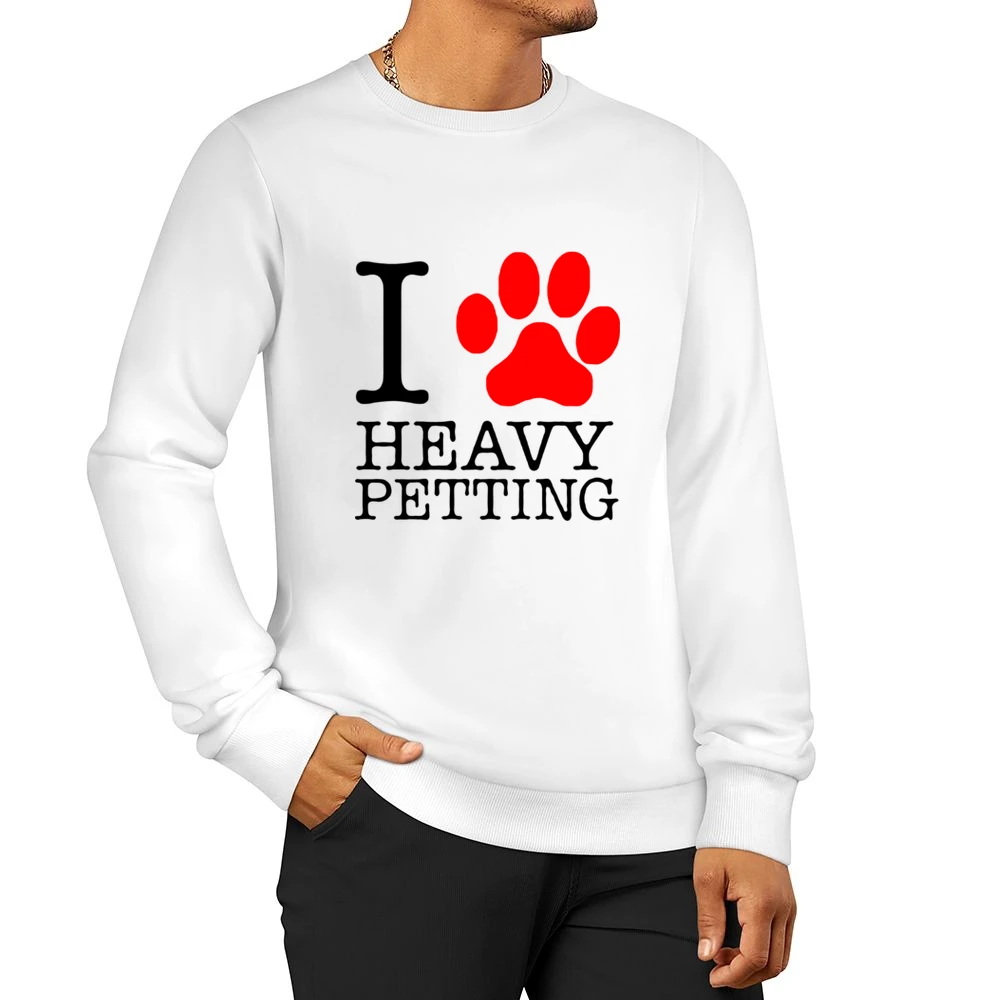 pet lover paw print animals heavy petting Men Pullover Sweatshirt