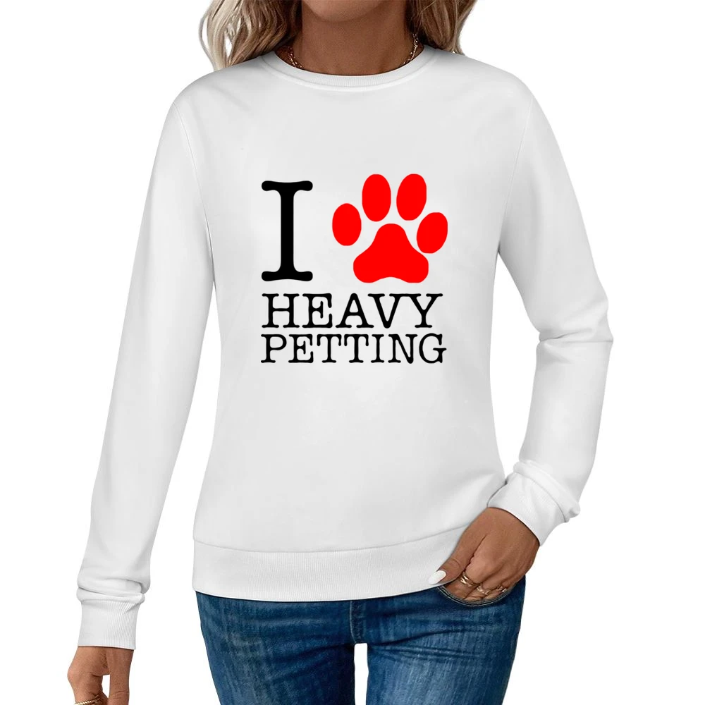 pet lover paw print animals heavy petting Women Pullover Sweatshirt