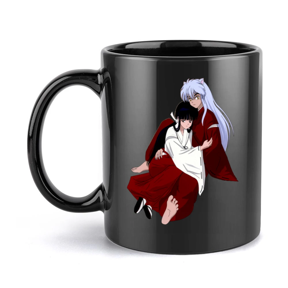 priestess Kikyo and Inuyasha half dog demon together anime manga T Shi Black Mug