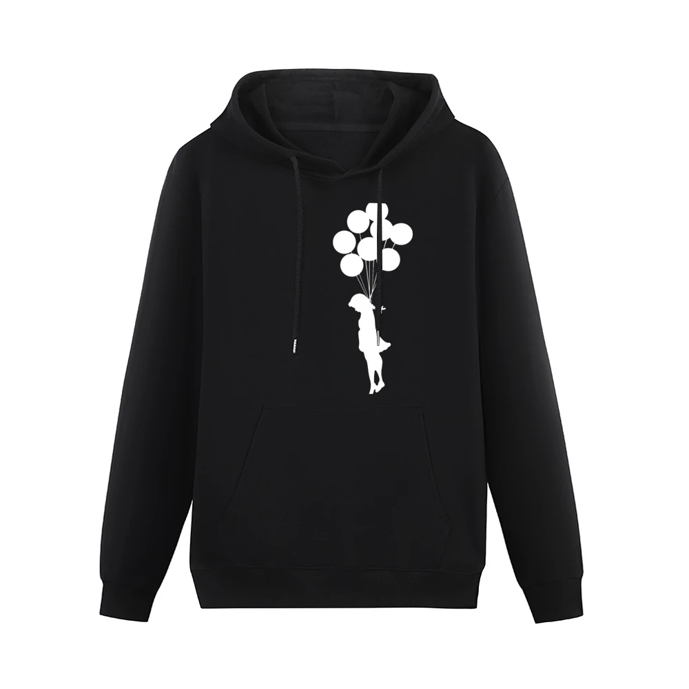 sad girl with flying baloons Men Hoodie With Pocket