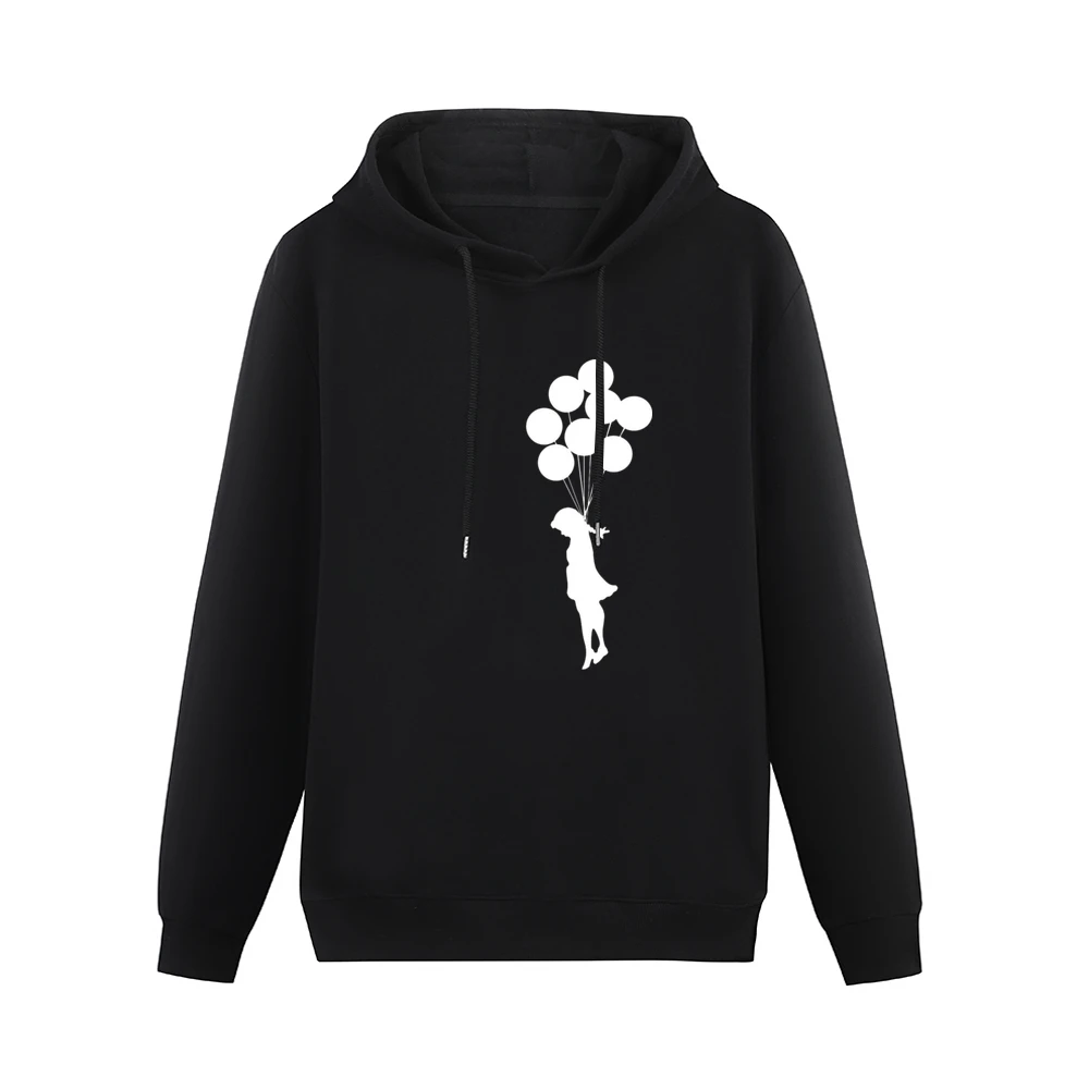 sad girl with flying baloons Men Hoodie Without Pocket