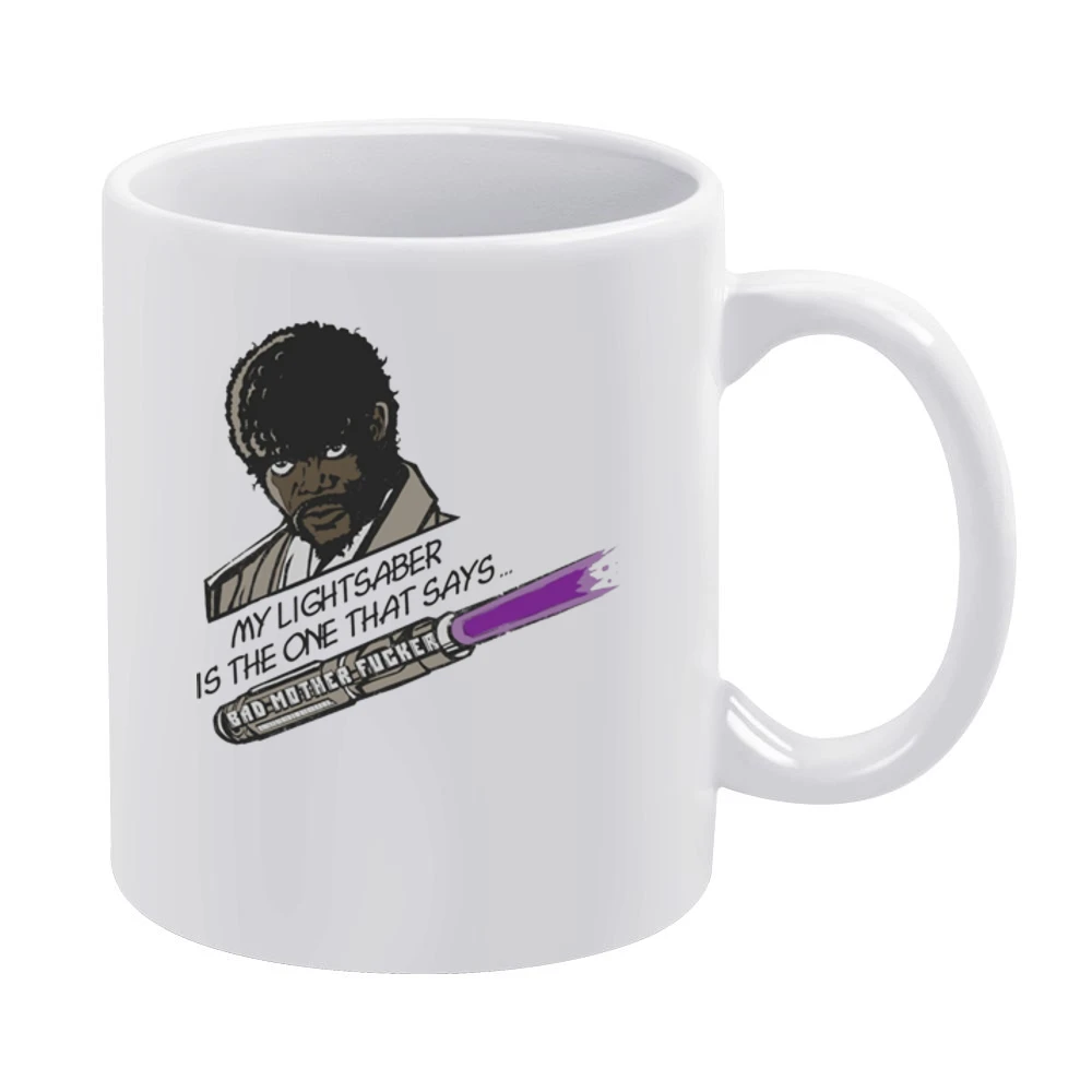samuel lee jackson jules verne pulp fiction star wars jedi knight ligh White Mug