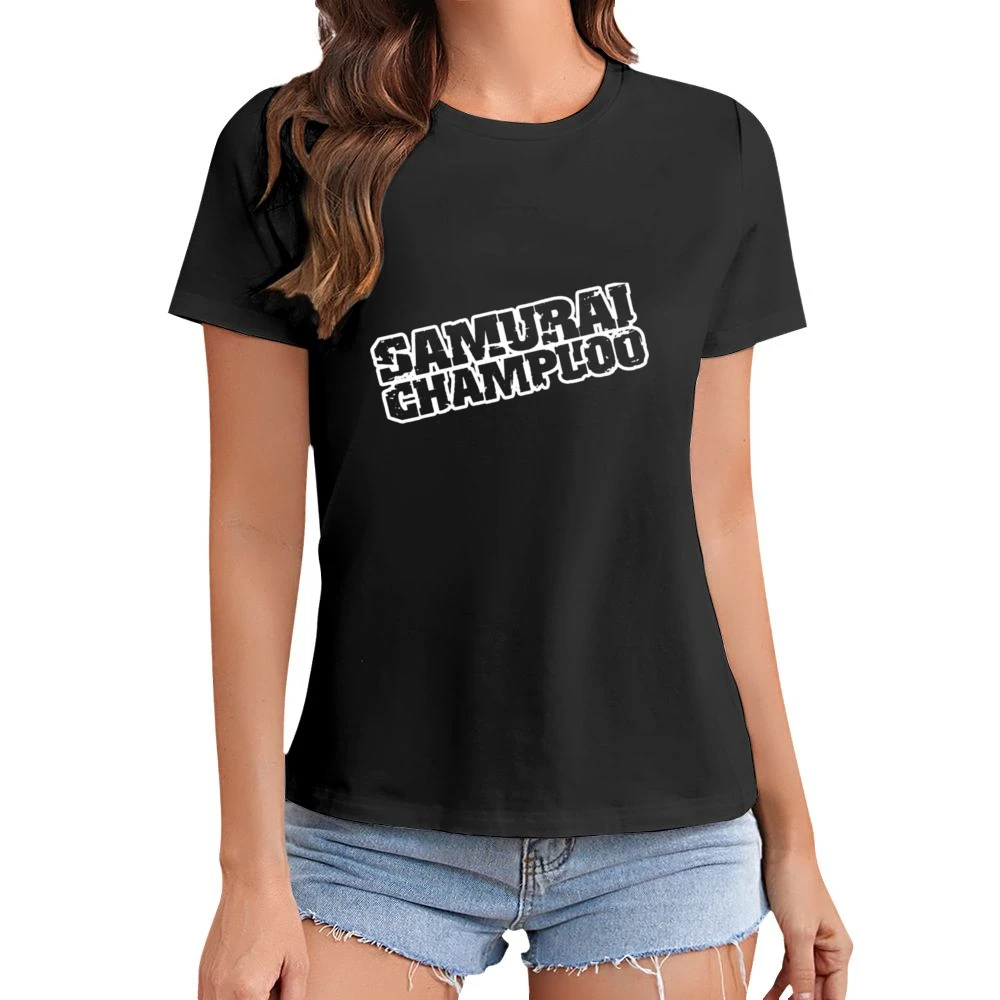 samurai champloo white text logo anime manga Asian Size Women Ladies T-shirt