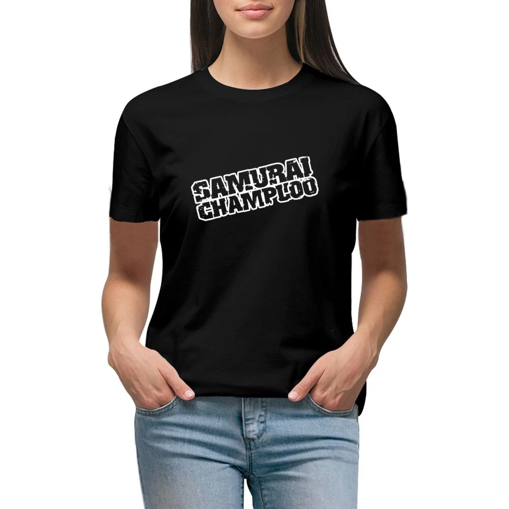 samurai champloo white text logo anime manga Premium Women Ladies T-shirt